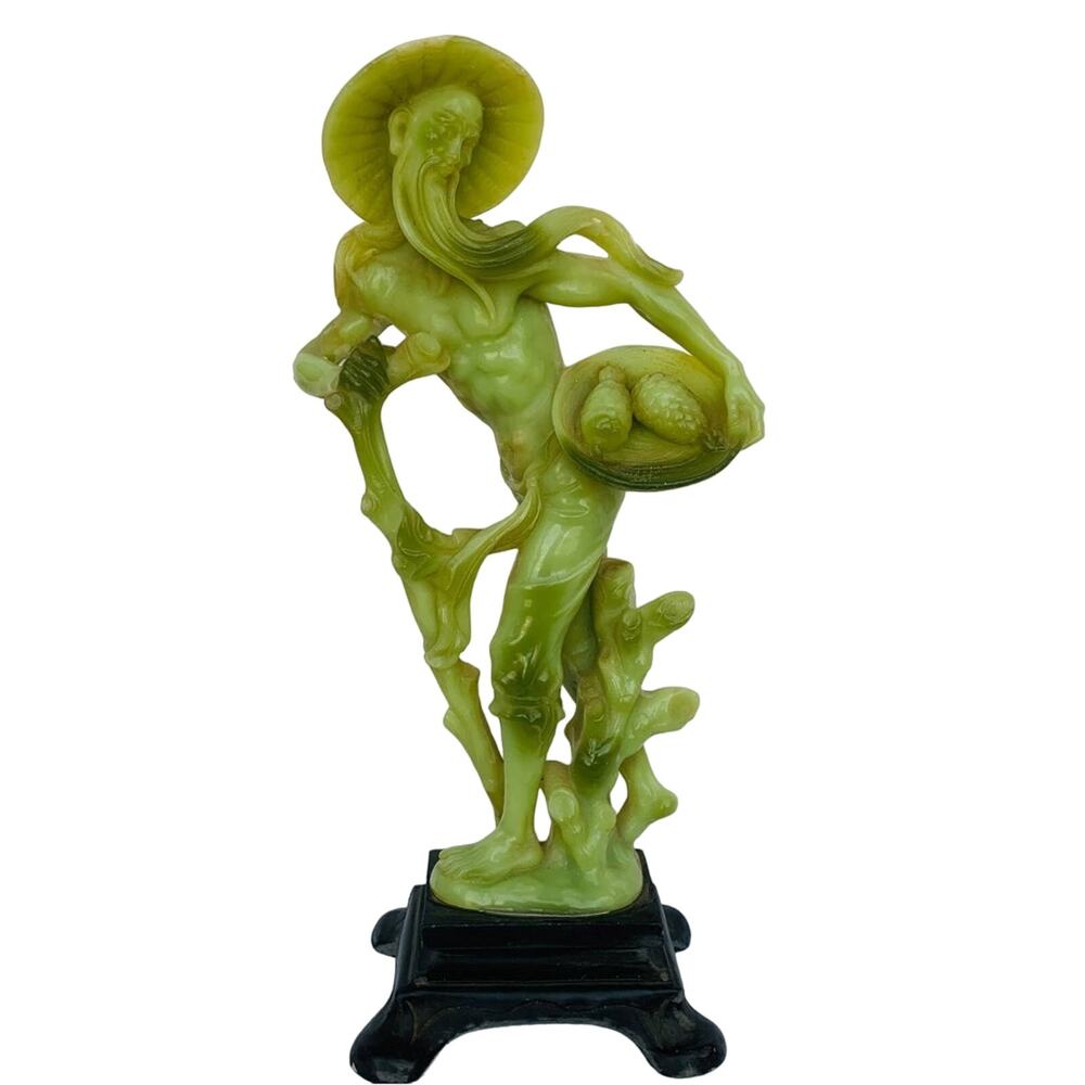 Vintage Lucite Jadeite Asian Statue